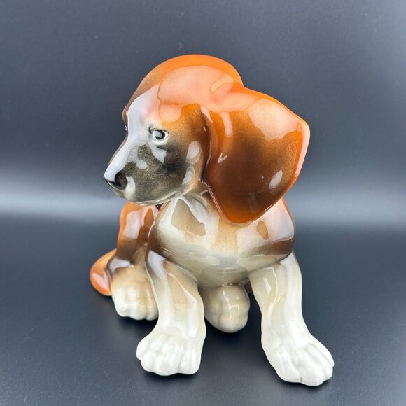 Antique 1920s KERAMOS Vienna Austria Dachshund Dog Puppy Porcelain Figurine 6" H - Picture 3 of 9